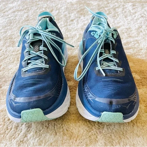 Hoka One One Bondi 5 Wide Medieval Blue Radiance Navy, Aqua, White Size 8.5 D - Picture 3 of 14